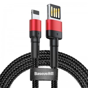 Cablu Baseus Cafule Double-Sided USB la Lightning 2.4A 1m Negru & Roșu