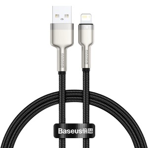 Cablu Baseus Cafule Metal USB la Lightning 2.4A 0.25m Negru