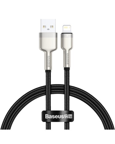 Cablu Baseus Cafule Metal USB la Lightning 2.4A 0.25m Negru