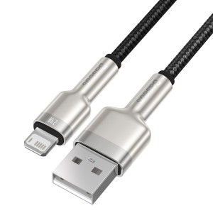 Cablu Baseus Cafule Metal USB la Lightning 2.4A 0.25m Negru