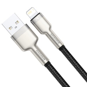 Cablu Baseus Cafule Metal USB la Lightning 2.4A 0.25m Negru