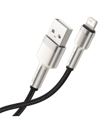 Cablu Baseus Cafule Metal USB la Lightning 2.4A 0.25m Negru Cablu Baseus Cafule Metal USB la Lightning 2.4A 0.25m Negru