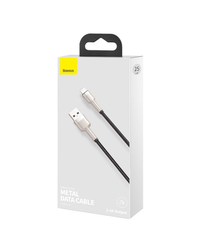 Cablu Baseus Cafule Metal USB la Lightning 2.4A 0.25m Negru Cablu Baseus Cafule Metal USB la Lightning 2.4A 0.25m Negru