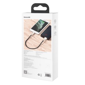 Cablu Baseus Cafule Metal USB la Lightning 2.4A 0.25m Negru