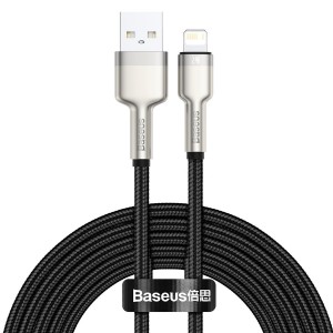 Cablu Baseus Cafule Metal USB la Lightning 2.4A 2m Negru
