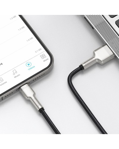 Cablu Baseus Cafule Metal USB la Lightning 2.4A 2m Negru