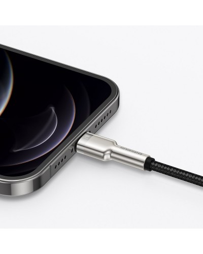 Cablu Baseus Cafule Metal USB la Lightning 2.4A 2m Negru