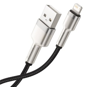 Cablu Baseus Cafule Metal USB la Lightning 2.4A 2m Negru