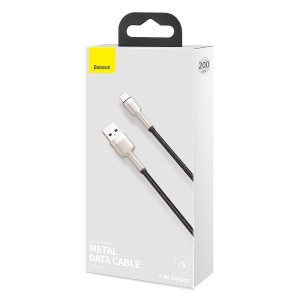 Cablu Baseus Cafule Metal USB la Lightning 2.4A 2m Negru