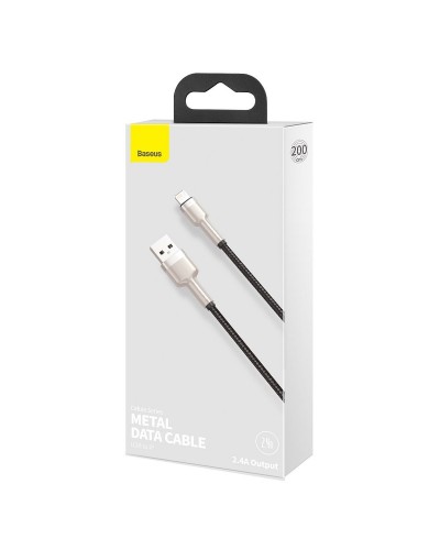 Cablu Baseus Cafule Metal USB la Lightning 2.4A 2m Negru