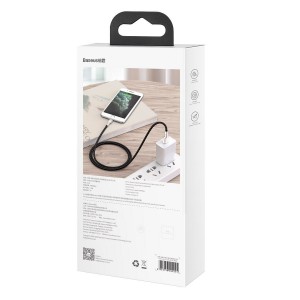 Cablu Baseus Cafule Metal USB la Lightning 2.4A 2m Negru