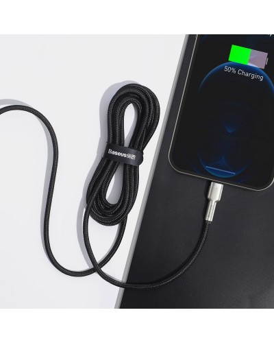 Cablu Baseus Cafule Metal USB la Lightning 2.4A 2m Negru
