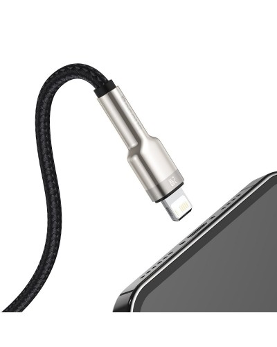 Cablu Baseus Cafule Metal USB la Lightning 2.4A 2m Negru