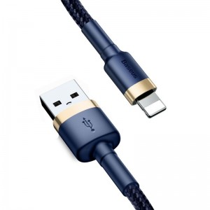 Cablu Baseus Cafule USB la Lightning 1.5A 2m Albastru & Auriu