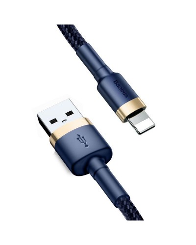 Cablu Baseus Cafule USB la Lightning 2.4A 1m Albastru & Auriu