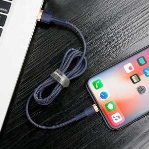 Cablu Baseus Cafule USB la Lightning 1.5A 2m Albastru & Auriu