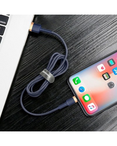 Cablu Baseus Cafule USB la Lightning 2.4A 1m Albastru & Auriu