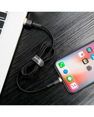 Cablu Baseus Cafule USB la Lightning 1.5A 2m Negru & Auriu