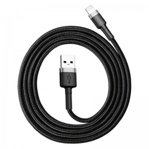 Cablu Baseus Cafule USB la Lightning 2.4A 0.5m Gri & Negru