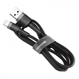 Cablu Baseus Cafule USB la Lightning 2.4A 1m Gri & Negru