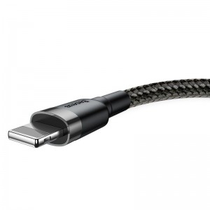 Cablu Baseus Cafule USB la Lightning 2.4A 1m Gri & Negru