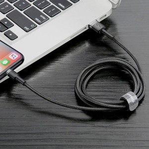 Cablu Baseus Cafule USB la Lightning 2.4A 1m Gri & Negru