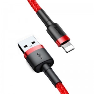 Cablu Baseus Cafule USB la Lightning 1.5A 2m Negru & Roșu
