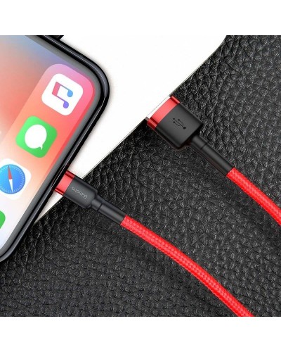 Cablu Baseus Cafule USB la Lightning 1.5A 2m Negru & Roșu