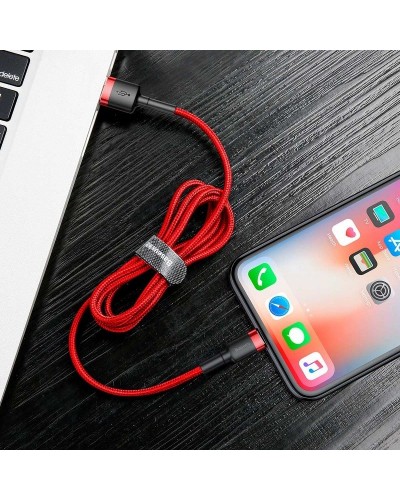 Cablu Baseus Cafule USB la Lightning 1.5A 2m Negru & Roșu