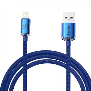 Cablu Baseus Crystal Shine USB la Lightning 2.4A 2m Albastru