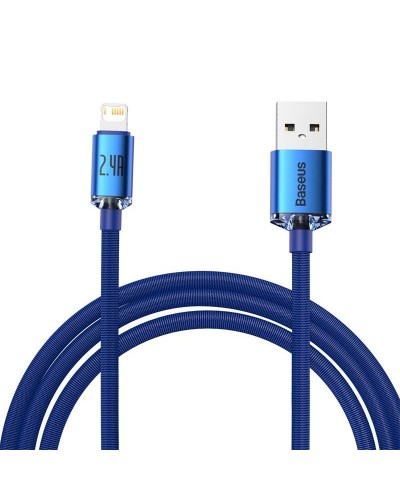 Cablu Baseus Crystal Shine USB la Lightning 2.4A 2m Albastru