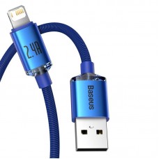 Cablu Baseus Crystal Shine USB la Lightning 2.4A 2m Albastru