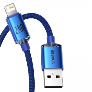 Cablu Baseus Crystal Shine USB la Lightning 2.4A 2m Albastru
