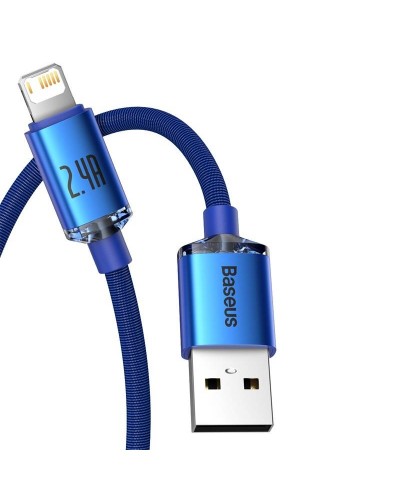 Cablu Baseus Crystal Shine USB la Lightning 2.4A 2m Albastru Cablu Baseus Crystal Shine USB la Lightning 2.4A 2m Albastru