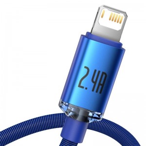 Cablu Baseus Crystal Shine USB la Lightning 2.4A 2m Albastru