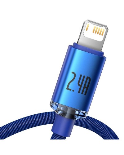 Cablu Baseus Crystal Shine USB la Lightning 2.4A 2m Albastru Cablu Baseus Crystal Shine USB la Lightning 2.4A 2m Albastru