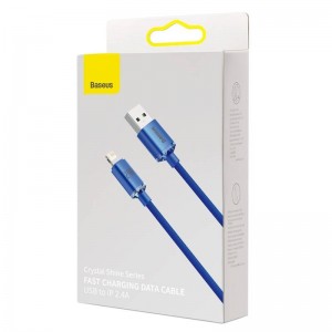 Cablu Baseus Crystal Shine USB la Lightning 2.4A 2m Albastru