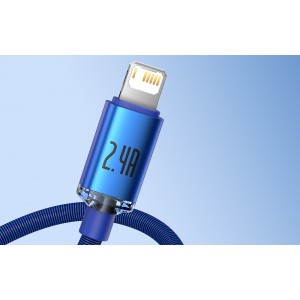 Cablu Baseus Crystal Shine USB la Lightning 2.4A 2m Albastru