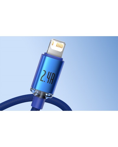 Cablu Baseus Crystal Shine USB la Lightning 2.4A 2m Albastru Cablu Baseus Crystal Shine USB la Lightning 2.4A 2m Albastru
