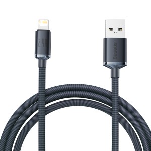 Cablu Baseus Crystal Shine USB la Lightning 2.4A 2m Negru
