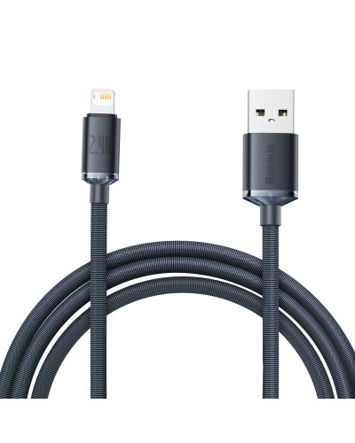 Cablu Baseus Crystal Shine USB la Lightning 2.4A 2m Negru