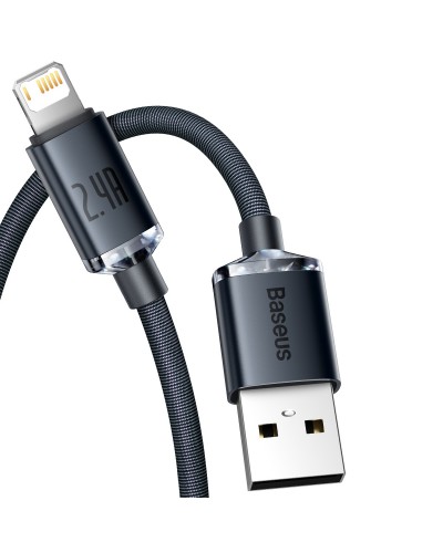 Cablu Baseus Crystal Shine USB la Lightning 2.4A 2m Negru