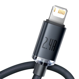 Cablu Baseus Crystal Shine USB la Lightning 2.4A 2m Negru