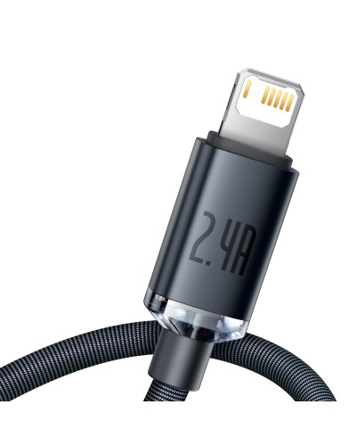 Cablu Baseus Crystal Shine USB la Lightning 2.4A 2m Negru
