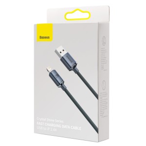 Cablu Baseus Crystal Shine USB la Lightning 2.4A 2m Negru