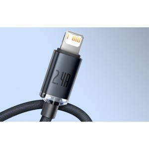 Cablu Baseus Crystal Shine USB la Lightning 2.4A 2m Negru