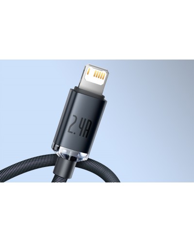 Cablu Baseus Crystal Shine USB la Lightning 2.4A 2m Negru