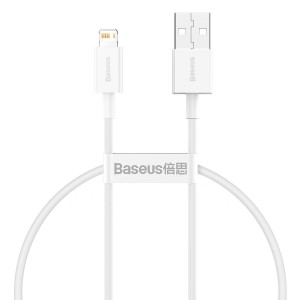 Cablu Baseus Superior Series USB la Lightning 2.4A 0.25m Alb