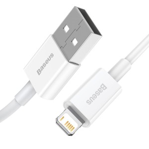 Cablu Baseus Superior Series USB la Lightning 2.4A 0.25m Alb