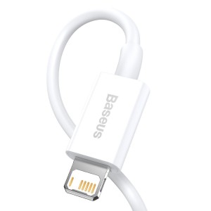 Cablu Baseus Superior Series USB la Lightning 2.4A 0.25m Alb